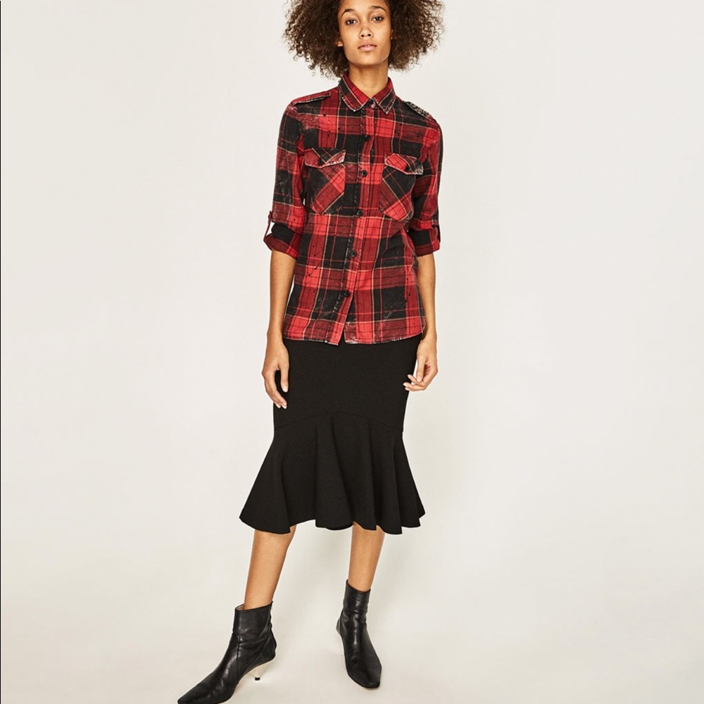 🤩Zara Check Military Shirt